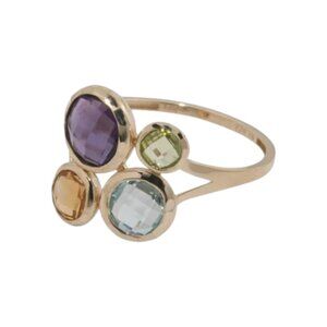 GEMOLIO Gold/Multi Gemstone 14kt Gold Multi Gemstone Bezel Ring